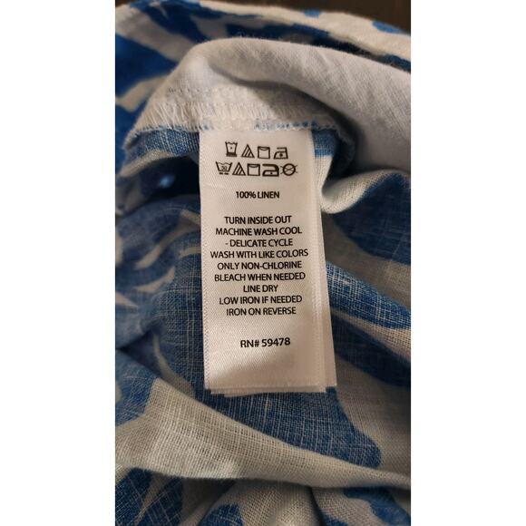 Rachel Zoe Linen Wide Leg Pant Women’s SZ Large Blue White Safari Tropical Beach - Picture 6 of 11